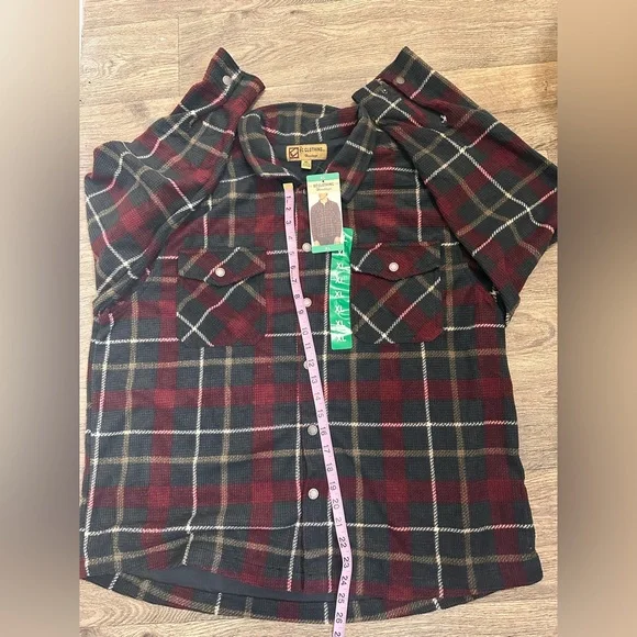 NWT BC Clothing Men's Textured Flannel Button Cuffs Branded Buttons Heavyweight - Picture 5 of 14